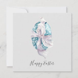 Carte OEuf enveloppé de ruban d'aquarelle Pâques