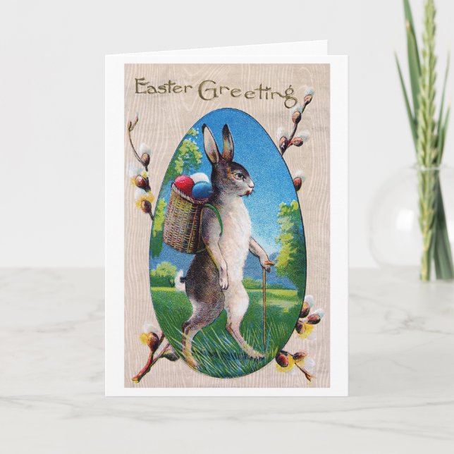 Carte Oeuf lapin vintage de Pâques (Devant)