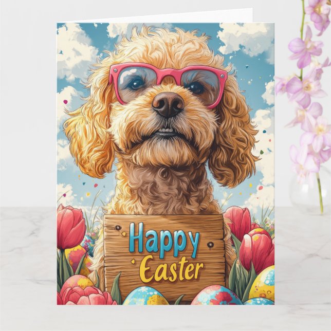 Carte Œufs de Pâques Cocker Spaniel  (Orchidée)