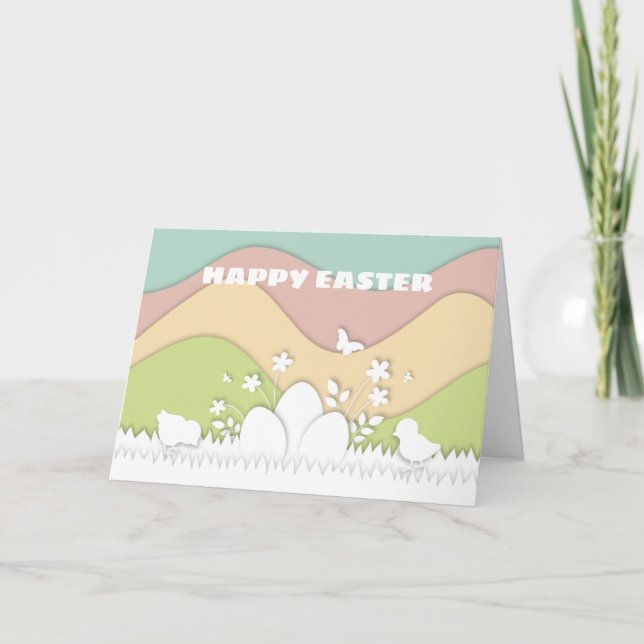 Carte OEufs de Pâques et poussins de printemps (Devant)