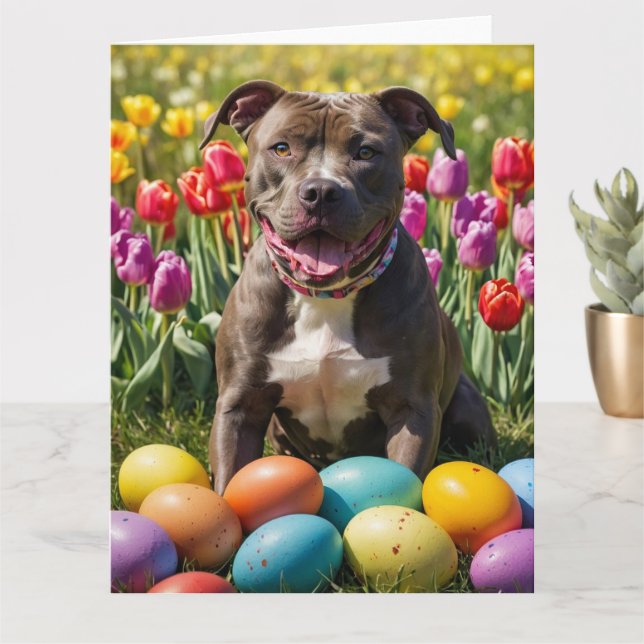 Carte OEufs de Pâques Pitbulles (Petite plante)