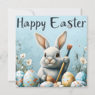 Carte Oeufs de peinture de lapin de Pâques mignons : Art