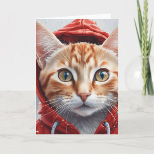 Carte Œuvre d'art à l'aquarelle Chat tigré orange en swe