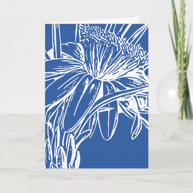 Carte OEuvre d'art moderne Bleu Botanique Florale (Devant)
