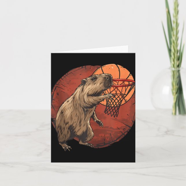 Carte Oeuvre De Basket-Ball Lover Capybara Drawi (Devant)