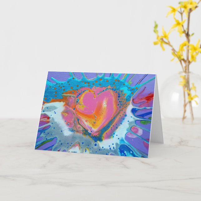 Carte Œuvre originale "Heart Me" (Fleur jaune)