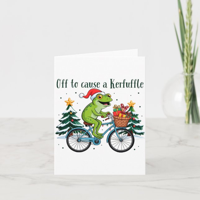 Carte Off To Cause A Kerfuffle Funny Frog Santa Christma (Devant)
