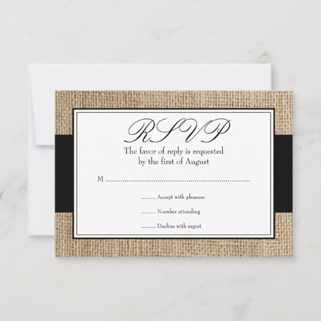Carte officielle Rustique Burlap Black Response Ca (Devant)