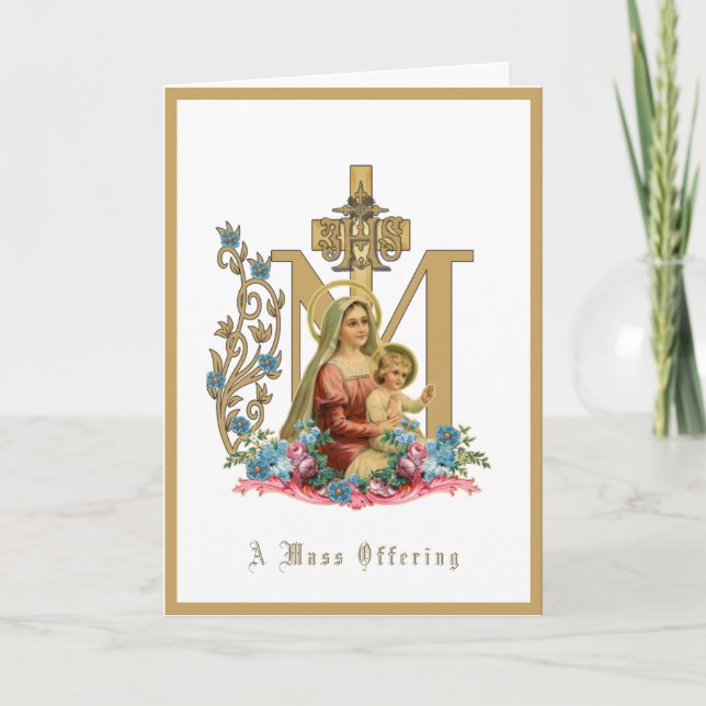 Carte Offrande de la messe catholique Vierge Marie Jésus (Devant)