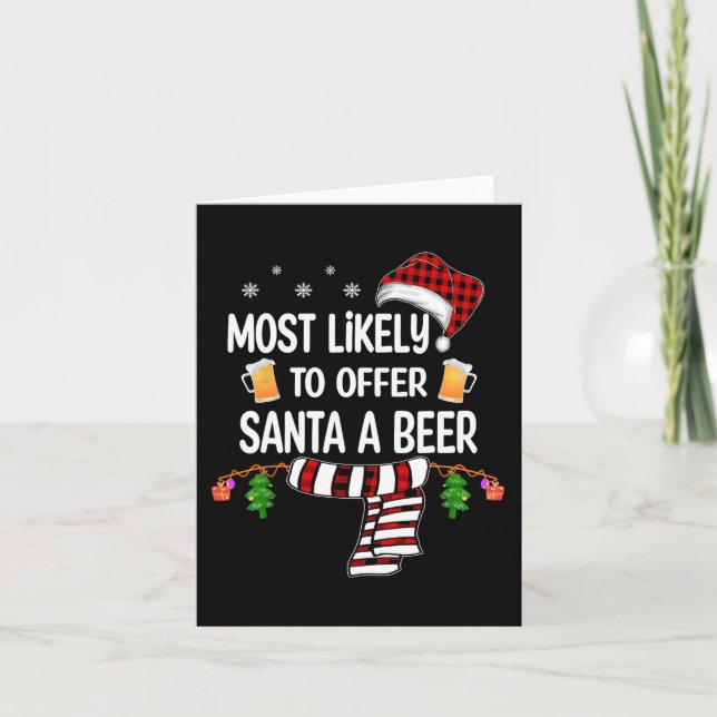 Carte Offre Probable À Père Noël Un Fun De Bière Noël En (Devant)