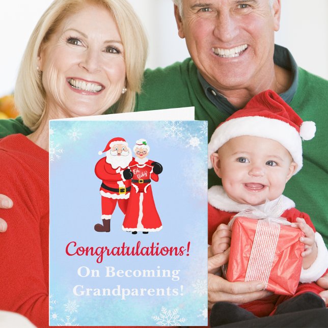 Carte Oh Baby Père Noël & Mme Claus Grand-parents (Capture the enchantment of Christmas as  someone is celebrate new grandparents' joy.)