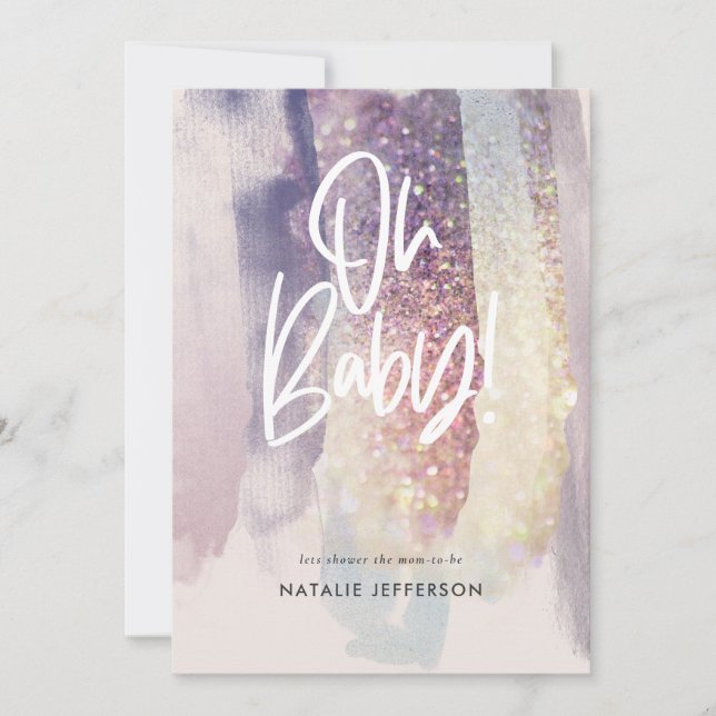 Carte oh baby shower parties scintillant de fête scintil (Devant)