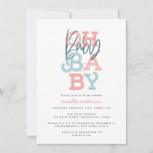 Carte Oh bébé fête baby shower moderne bébé