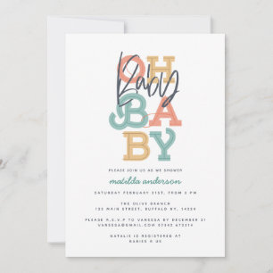 Carte Oh bébé fête baby shower moderne bébé