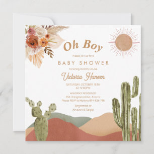 Carte Oh Boy Baby shower Southwes Boho Cactus Désert