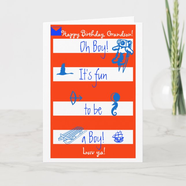 Carte Oh !  C'est amusement à être un garçon !  Grands (Devant)