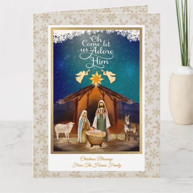 Carte "Oh Come Let Us Adore Him" Nativity Christmas (Devant)