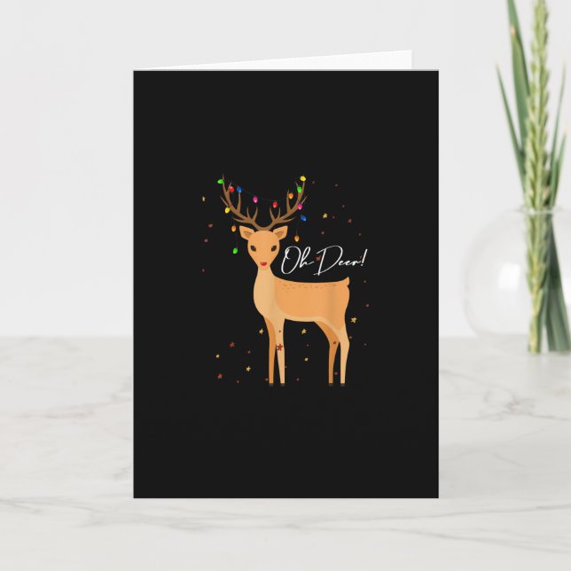 Carte Oh Deer Christmas Light PajamaFolded Greeting Card (Devant)