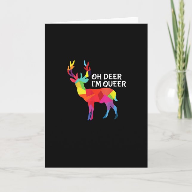 Carte Oh Deer Queer Funny Pun LGBT Pride Design (Devant)