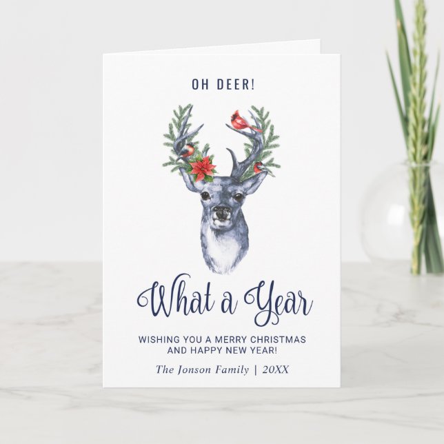 Carte Oh Deer Quelle année Joyeux Noël (Devant)