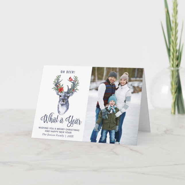 Carte Oh Deer Quelle année Joyeux Noël 2 PHOTO (Devant)