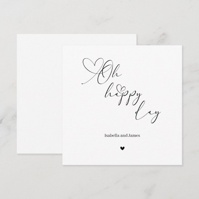 Carte Oh Happy Day Heart Embellished Wedding  (Devant / Derrière)