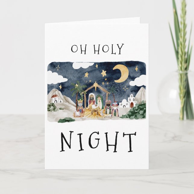 Carte Oh Holy Nativité Africaine Américaine Noël (Devant)