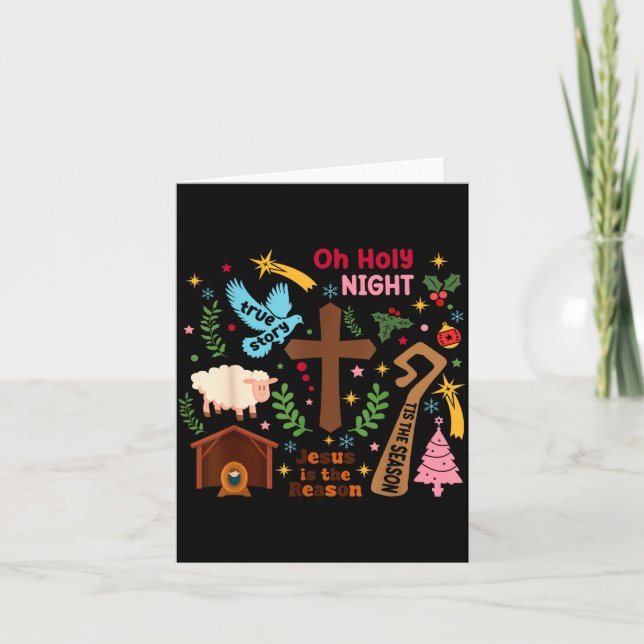 Carte Oh Holy Night Jesus Is The Reason Christian Christ (Devant)