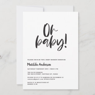 Carte Oh mon bébé ! graphique moderne noir et blanc