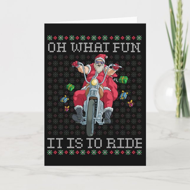 Carte Oh Quel Amusant C'Est De Circuler Moto Noël Gif (Devant)