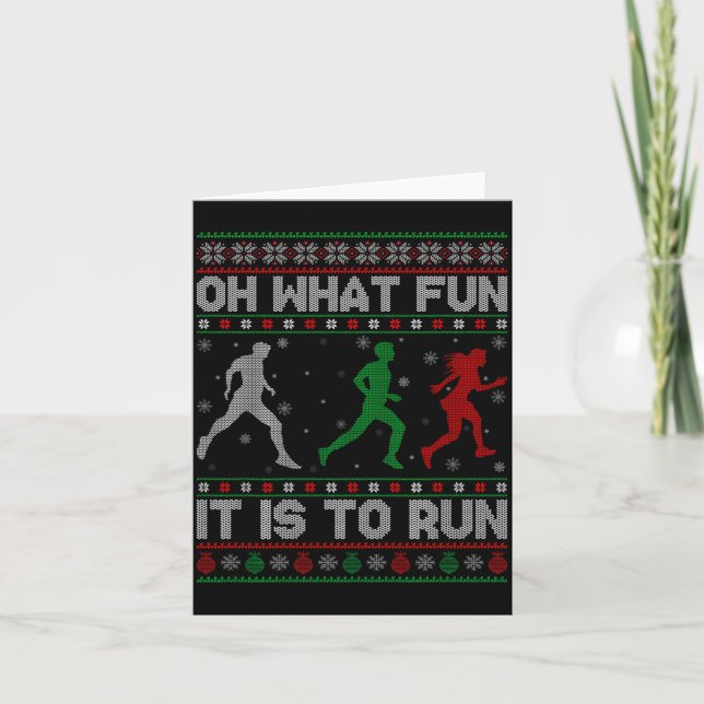 Carte Oh What Fun Is It To Run Ugly Christmas Sweater Ru (Devant)