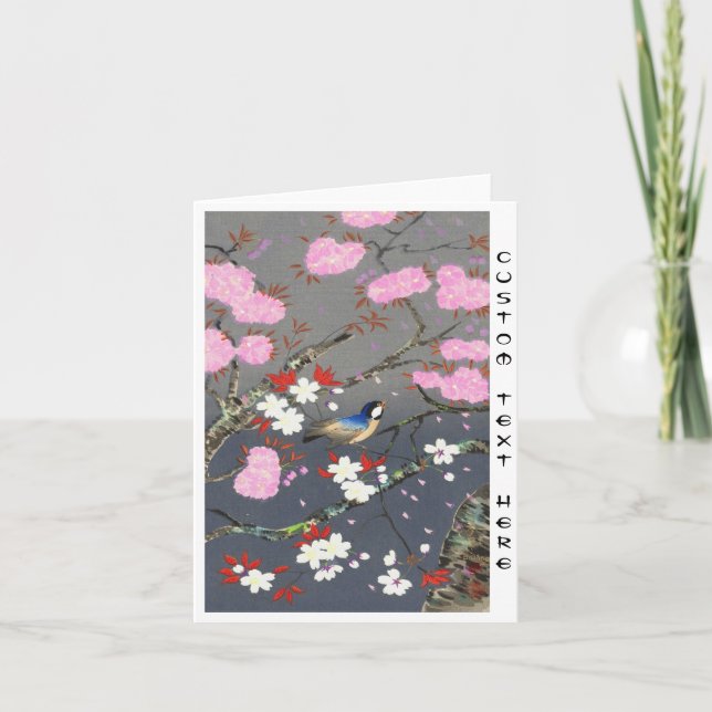Carte Ohno Bakufu Cerisier Fleurs de bleuets hanga (Devant)