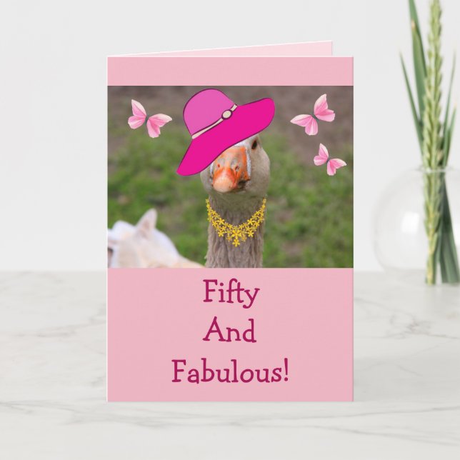 Carte Oie Mignonne Cinquante Et Fabuleux Anniversaire (Devant)