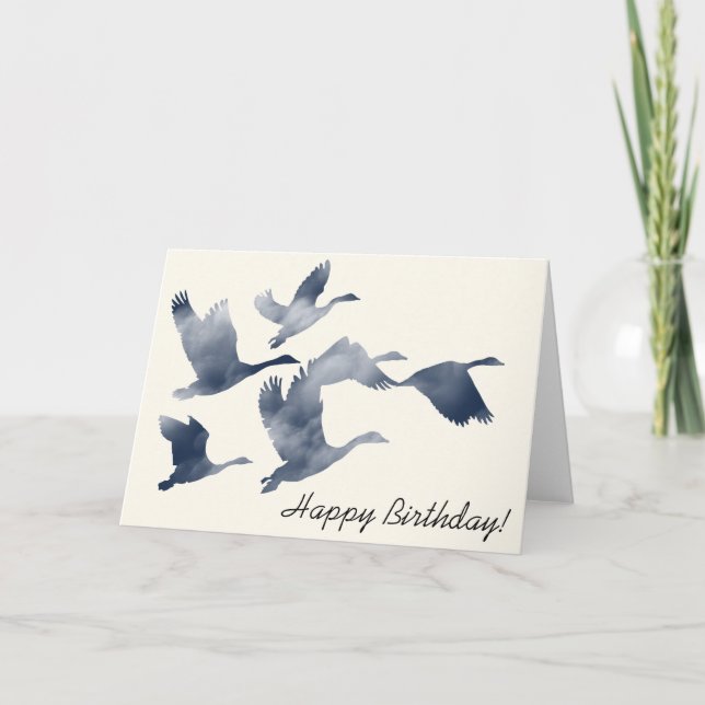 Carte Oies dans les nuages Anniversaire (Devant)