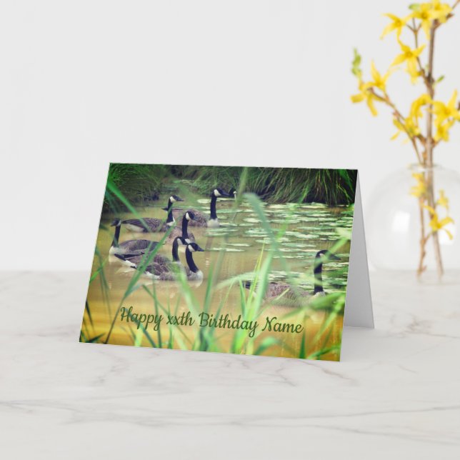 Carte Oies de Serenity Canada Personnalisé Anniversaire (Fleur jaune)