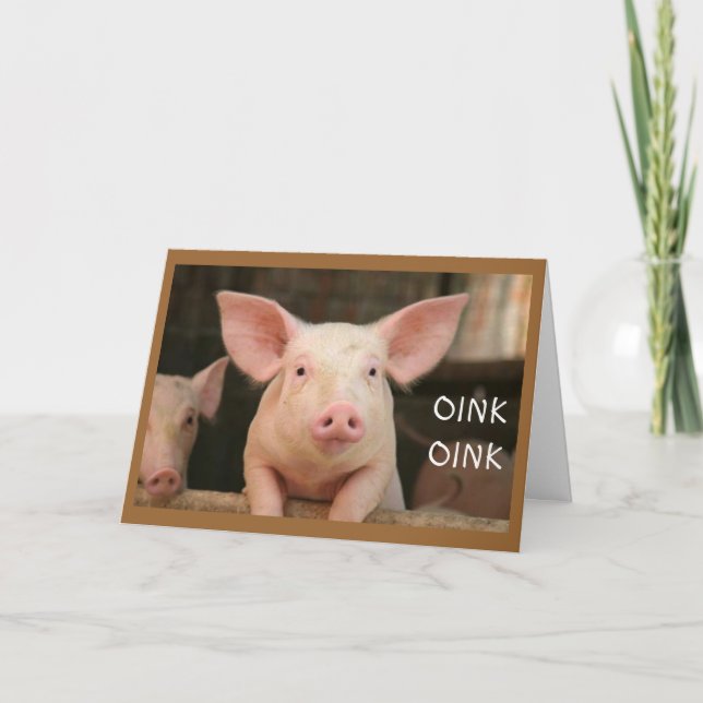 CARTE OINK OINK="JEUX ANNIVERSAIRE" DANS PIG LATIN (Devant)
