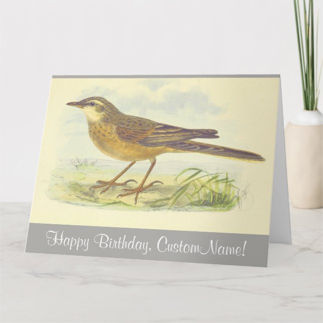 Carte Oiseau à plumes Brown debout sur le sol (Devant)