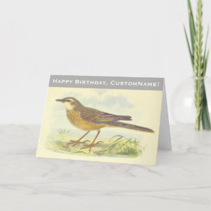 Carte Oiseau à plumes Brown debout sur le sol