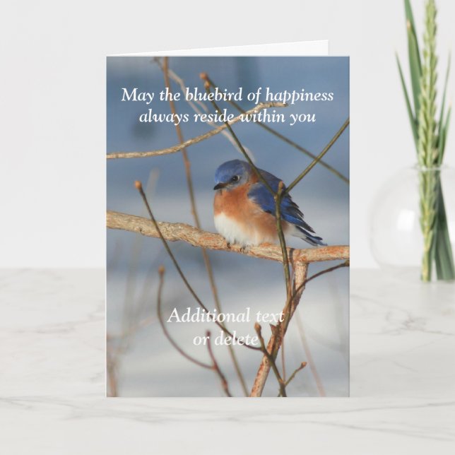 Carte Oiseau bleu du bonheur personnalisé Inspirant  (Devant)