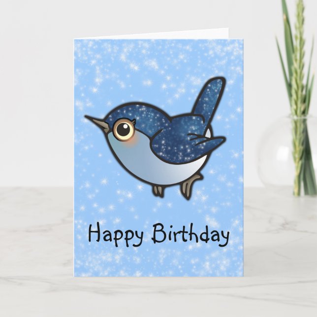 Carte Oiseau bleu étincelant - Anniversaire (Devant)