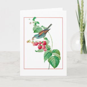 Carte Oiseau bleu sur une branche de framboise
