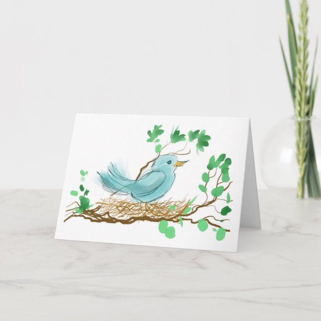Carte Oiseau dans le nid (Devant)