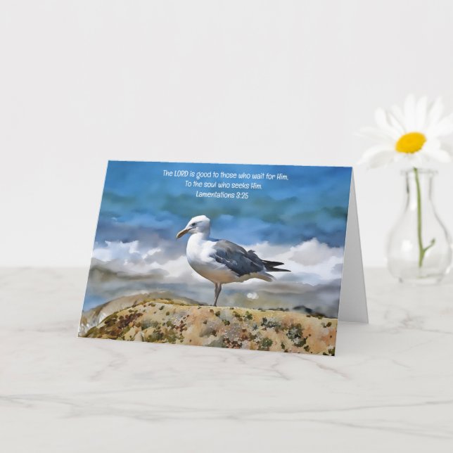 Carte Oiseau de goéland à l'océan Bible Verse Art Note (Petite plante)