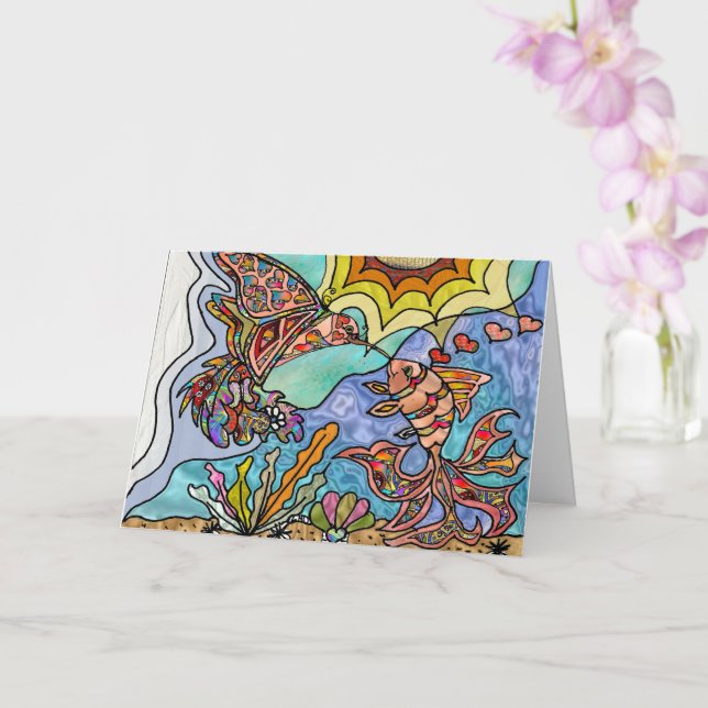 Carte Oiseau de mer d'or Réflexion Art (Orchidée)