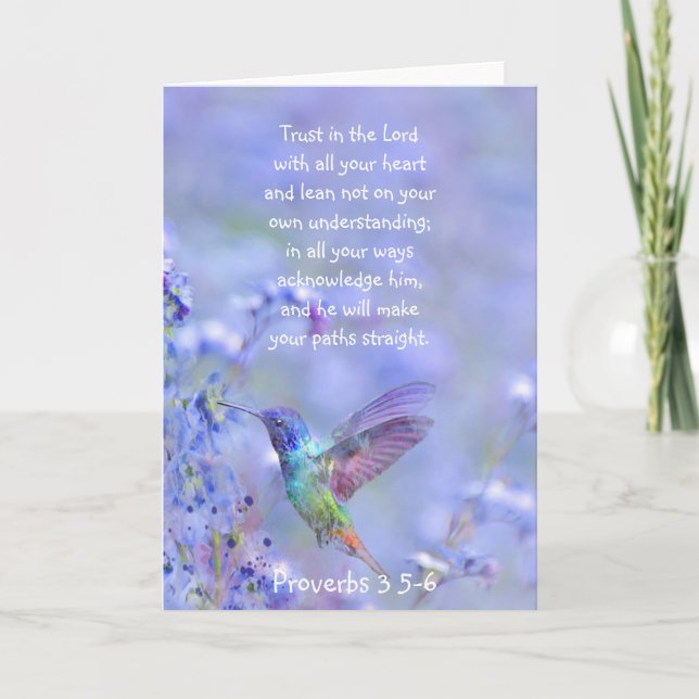 Carte Oiseau de mer Jardin bleu Floral BibleÉcriture (Devant)