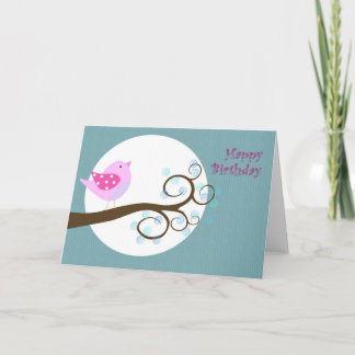 Carte Oiseau de rose de joyeux anniversaire