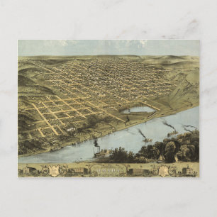 Carte Oiseau d'Omaha Nebraska (1868)