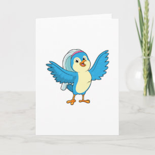 Carte Oiseau en mariée avec Voile