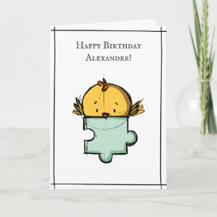 Carte Oiseau mignon avec pièce de puzzle Anniversaire pe