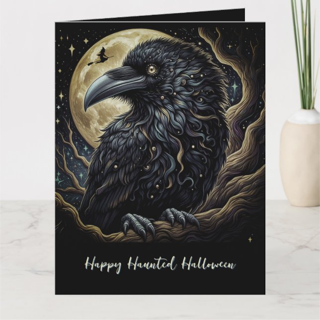Carte Oiseau noir Halloween (Devant)